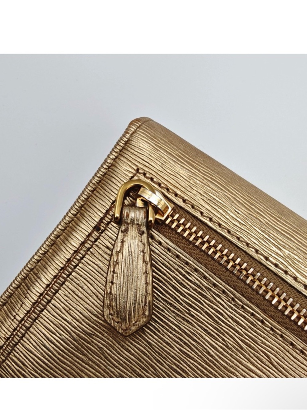 Prada Metallic Gold Saffiano Leather Flap Wallet - Picture 10 of 14